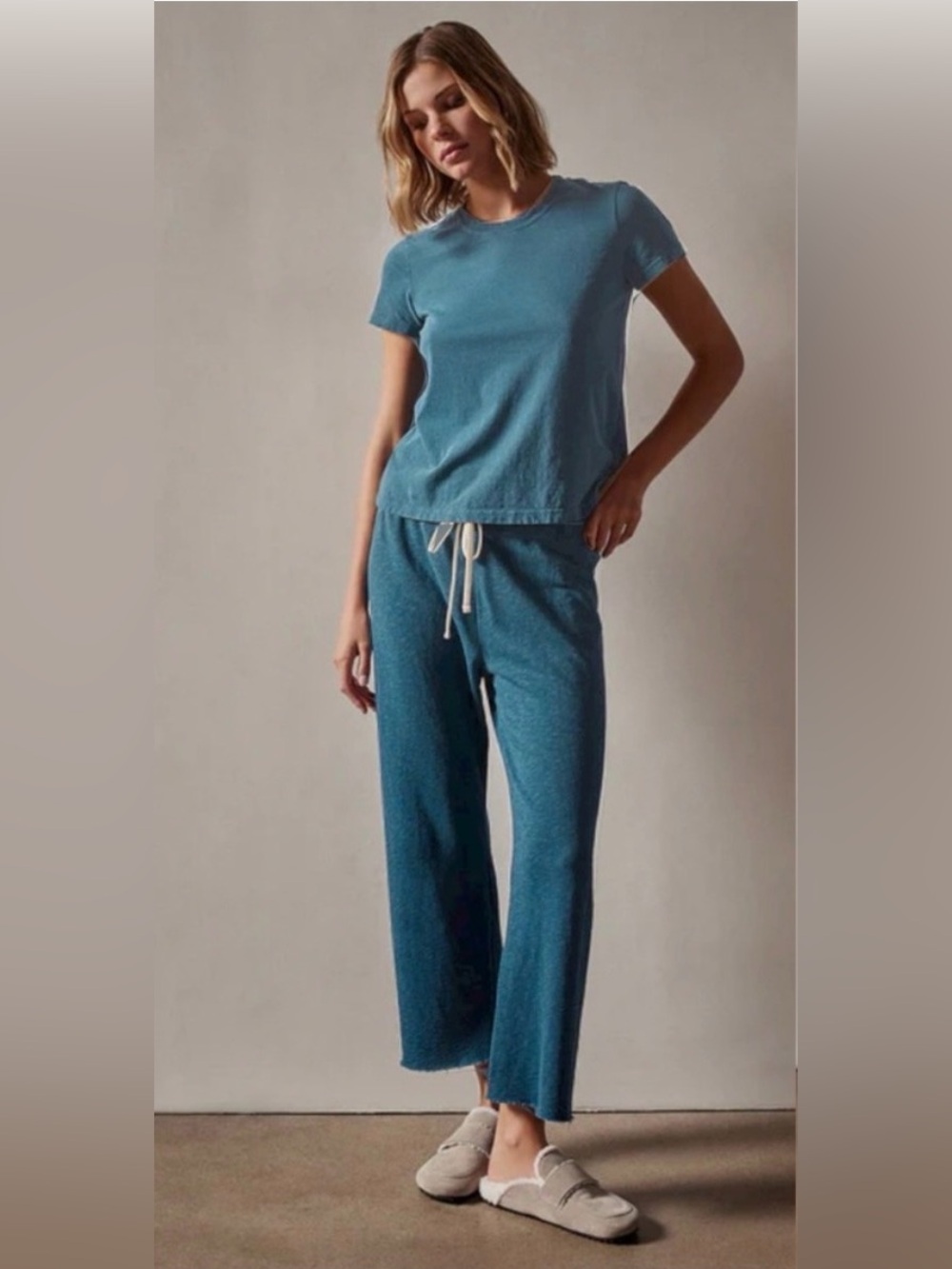 James Perse French Terry Cotton Sweatpants Size 0 (XS Approx) Teal|  Lux Lounge